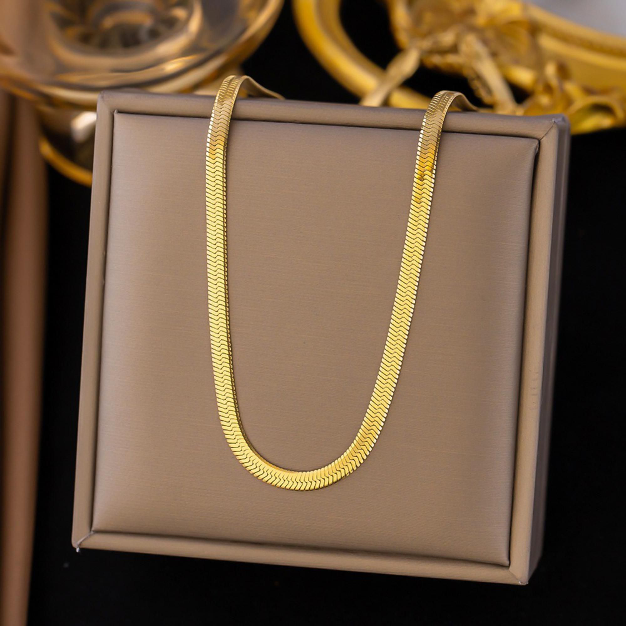 MYKI Presentable Stainless Steel Flat Chain Necklace (MK750G-SSYI)