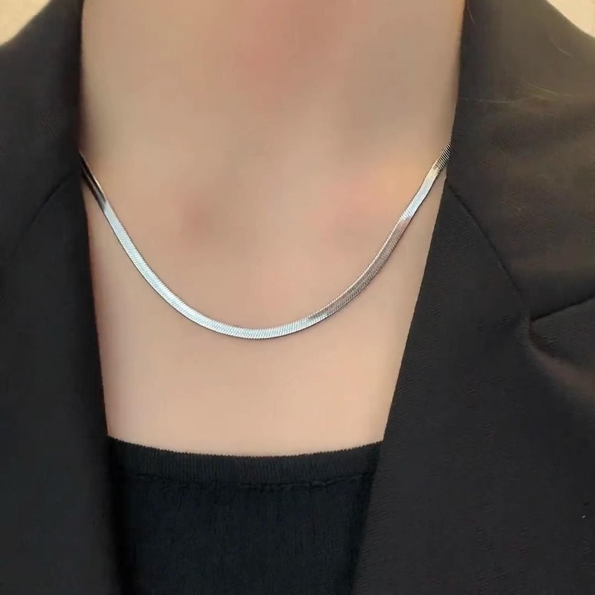 MYKI Presentable Stainless Steel Flat Chain Necklace (MK750-SSYI)