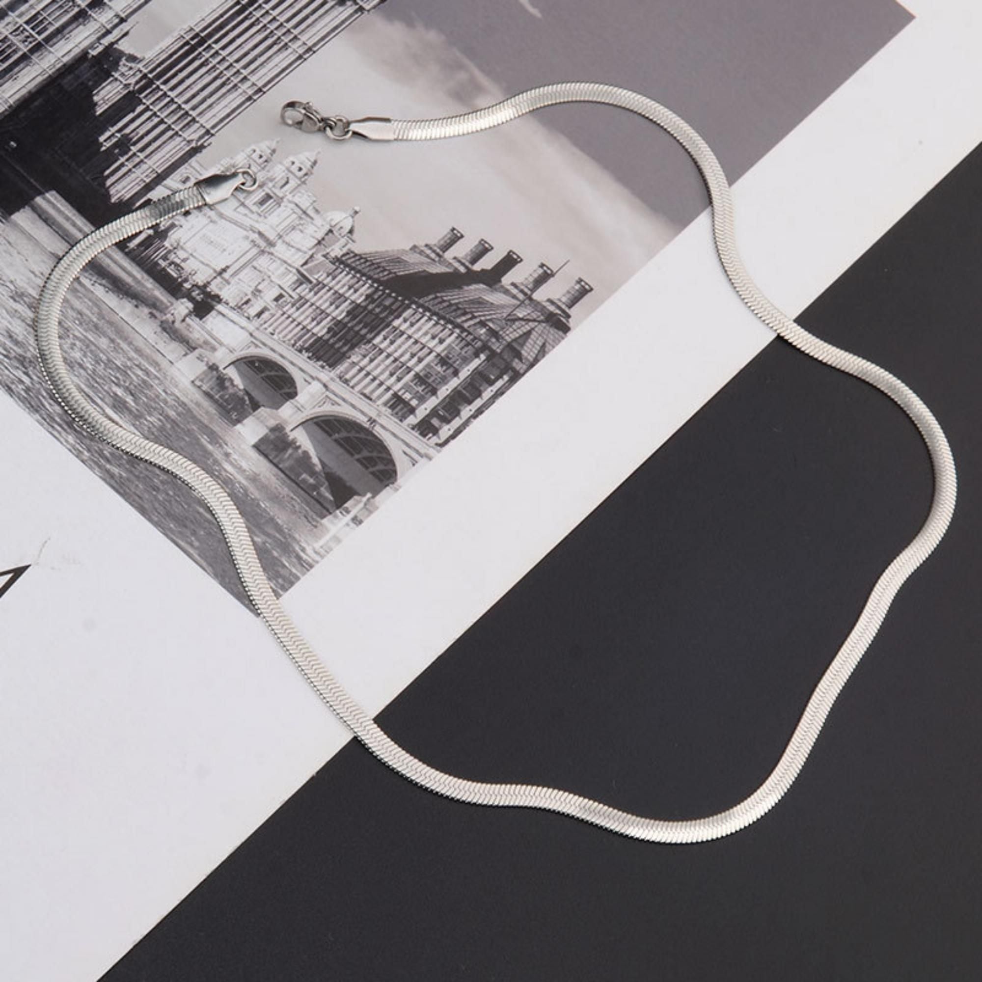 MYKI Presentable Stainless Steel Flat Chain Necklace (MK750-SSYI)