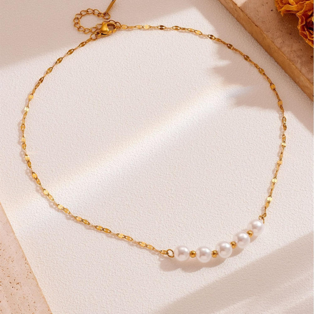 MYKI Pearl Beads Stainless Steel Necklace (MK765-SSYI)