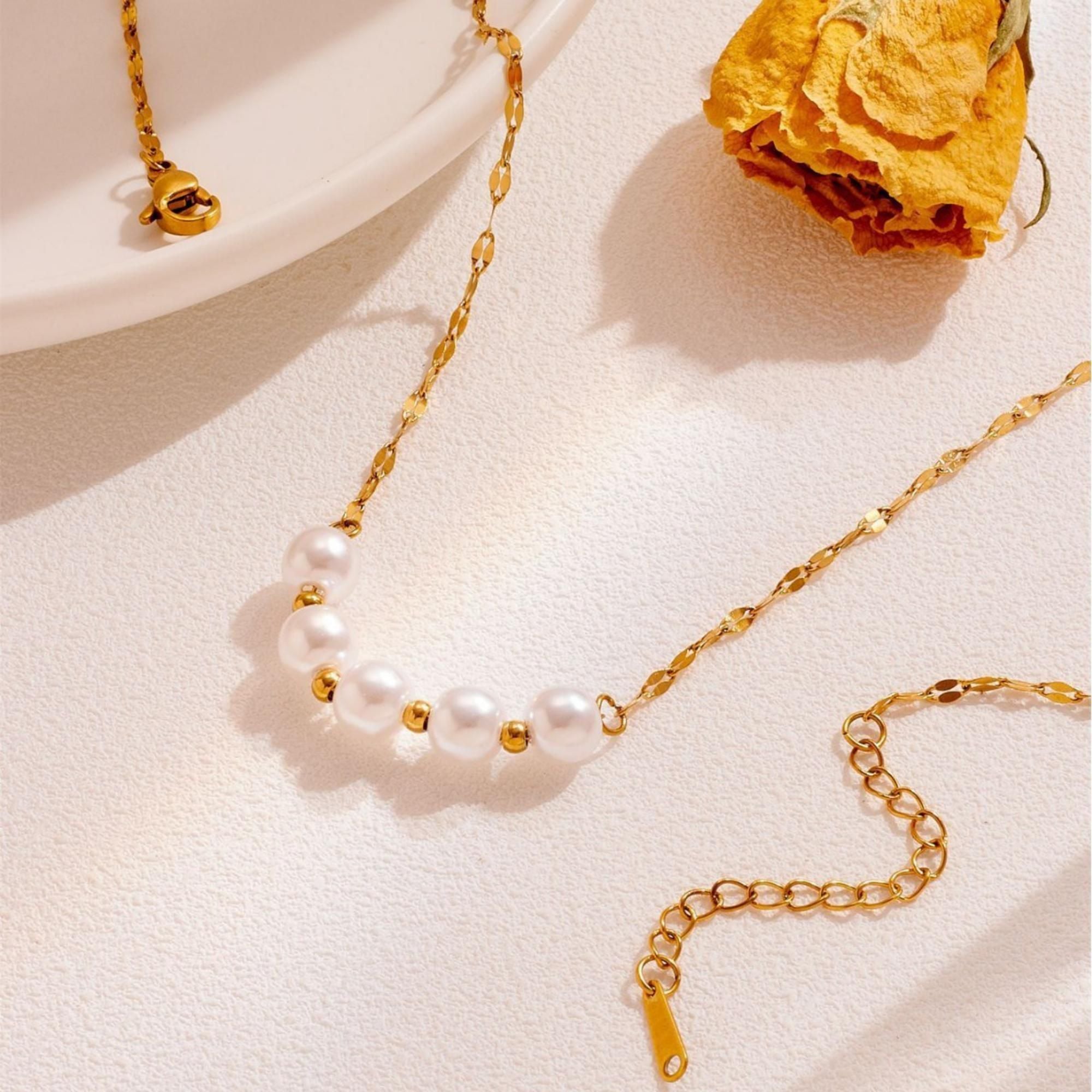 MYKI Pearl Beads Stainless Steel Necklace (MK765-SSYI)