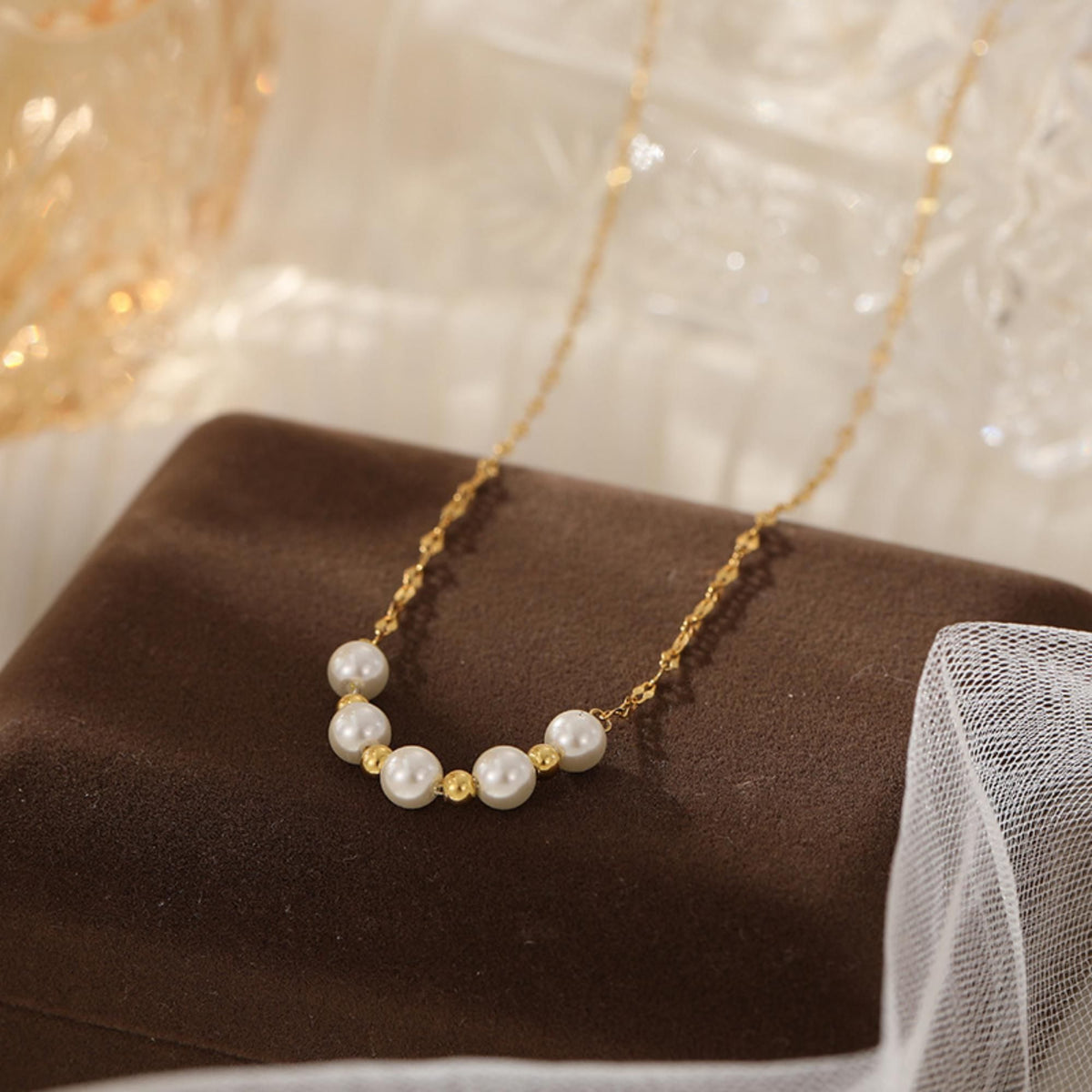 MYKI Pearl Beads Stainless Steel Necklace (MK765-SSYI)