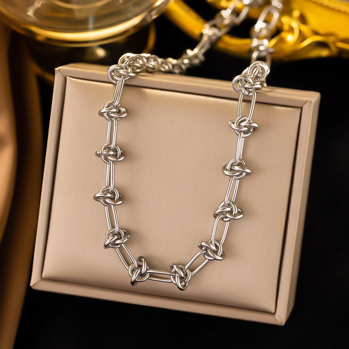 MYKI Chocolate-Box Stainless Steel Necklace (MK766S-SSYI)