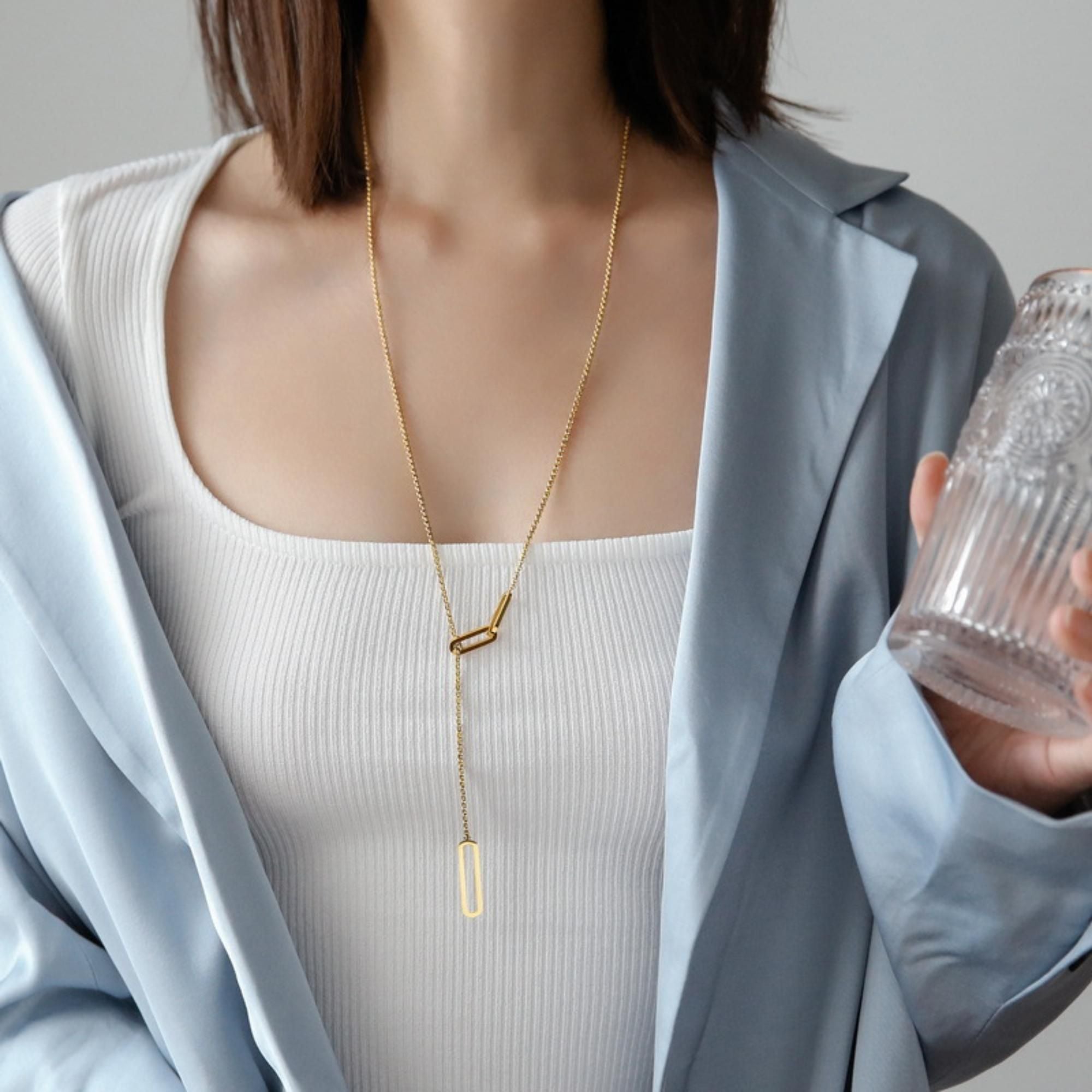 MYKI Eye-Catching Stainless Steel Necklace (MK770-SSYI)
