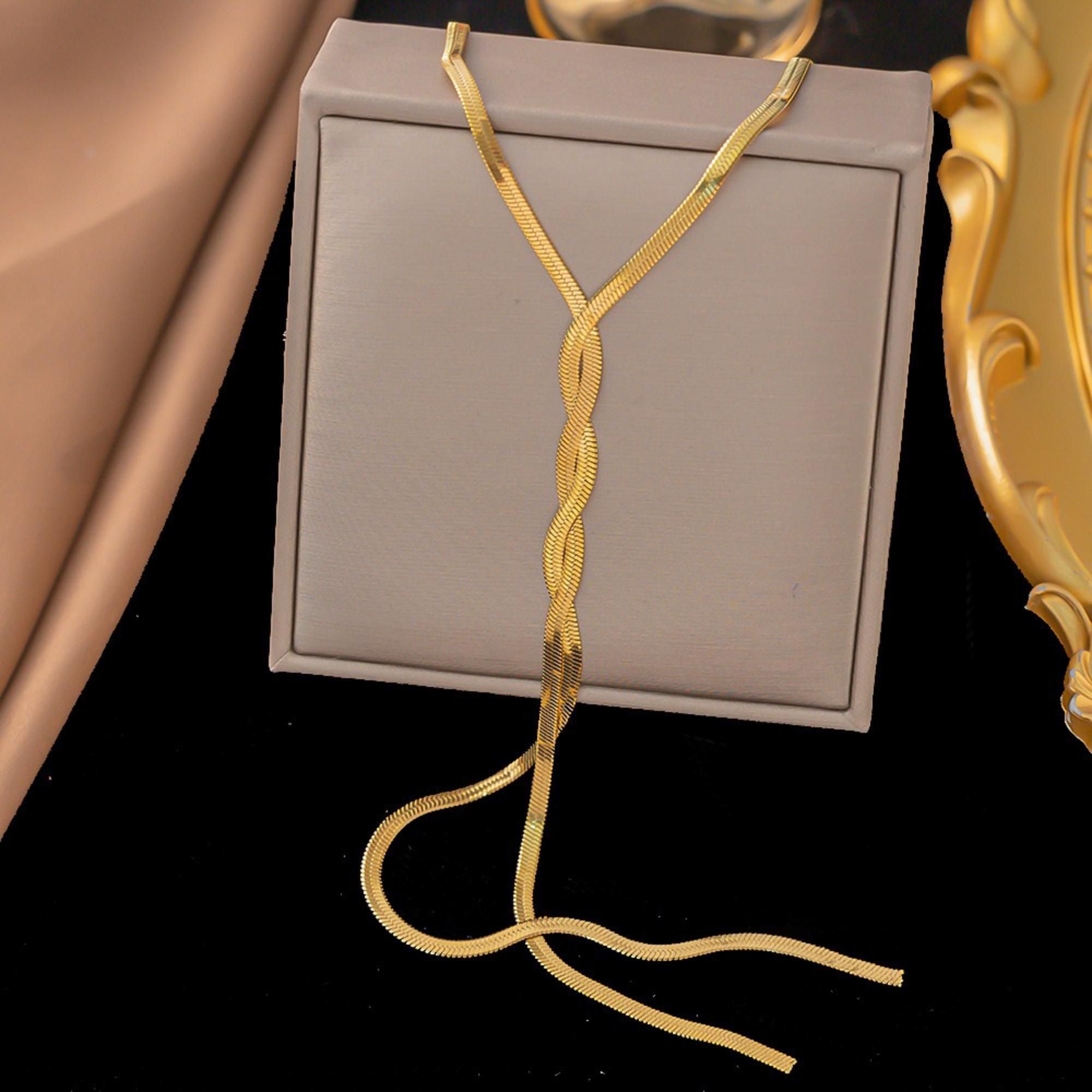 MYKI Twisted Flat Chain Stainless Steel Necklace (MK776G-SSYI)