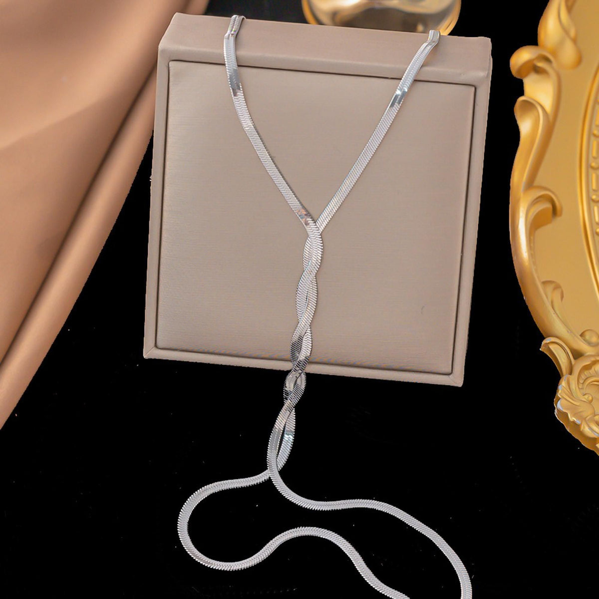 MYKI Twisted Flat Chain Stainless Steel Necklace (MK776S-SSYI)