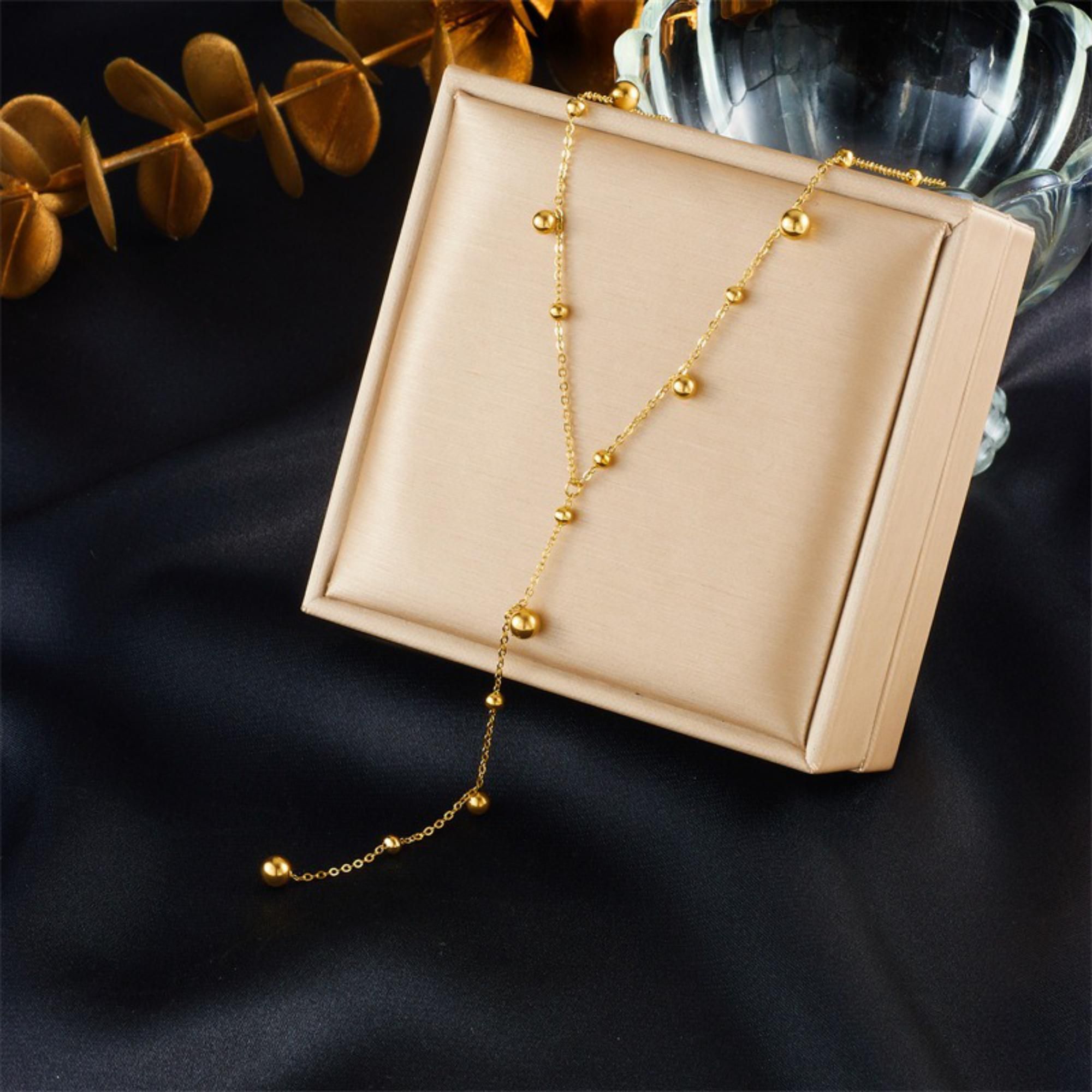 MYKI Flamboyant Hanging Beads Stainless Steel Necklace (MK785-SSYI)