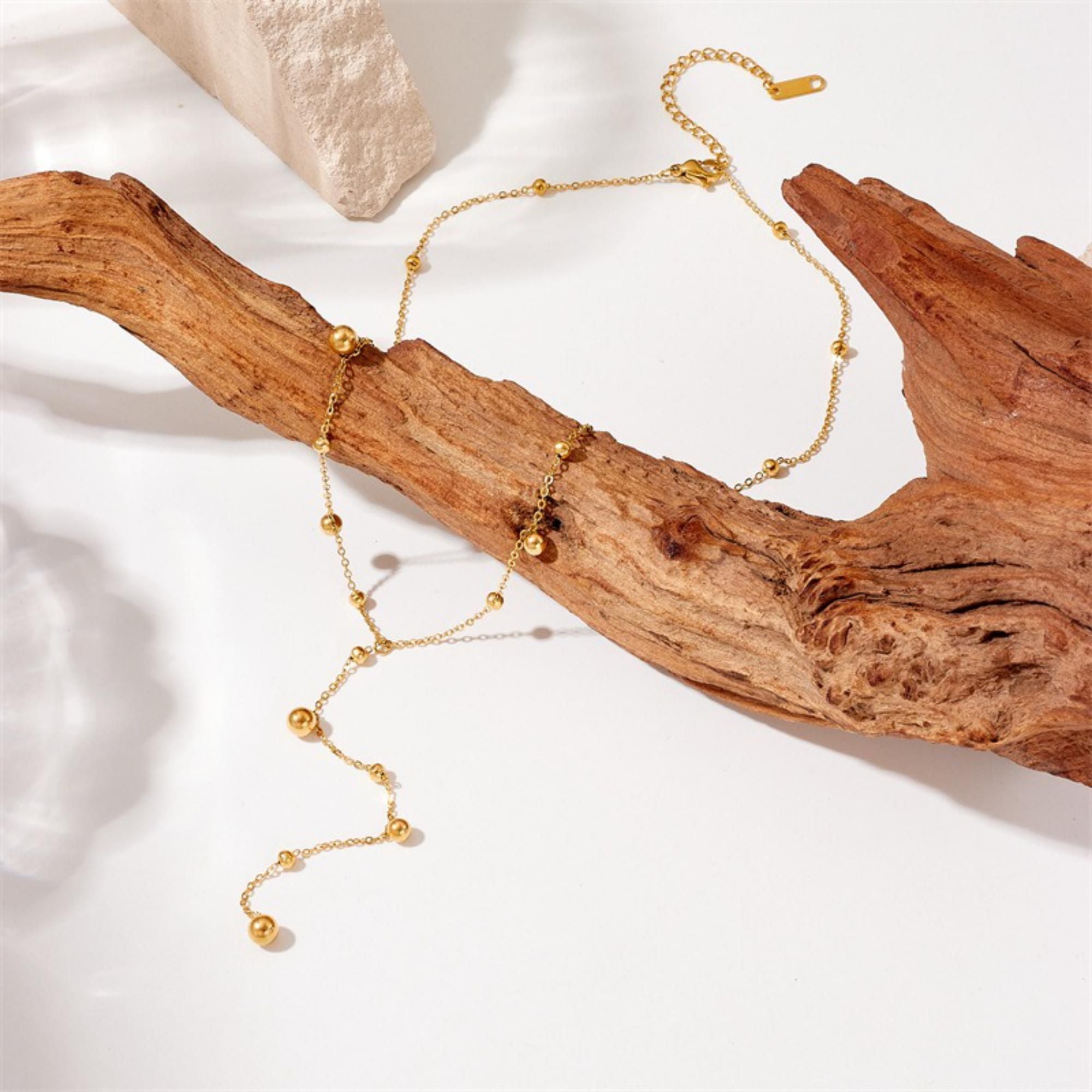 MYKI Flamboyant Hanging Beads Stainless Steel Necklace (MK785-SSYI)