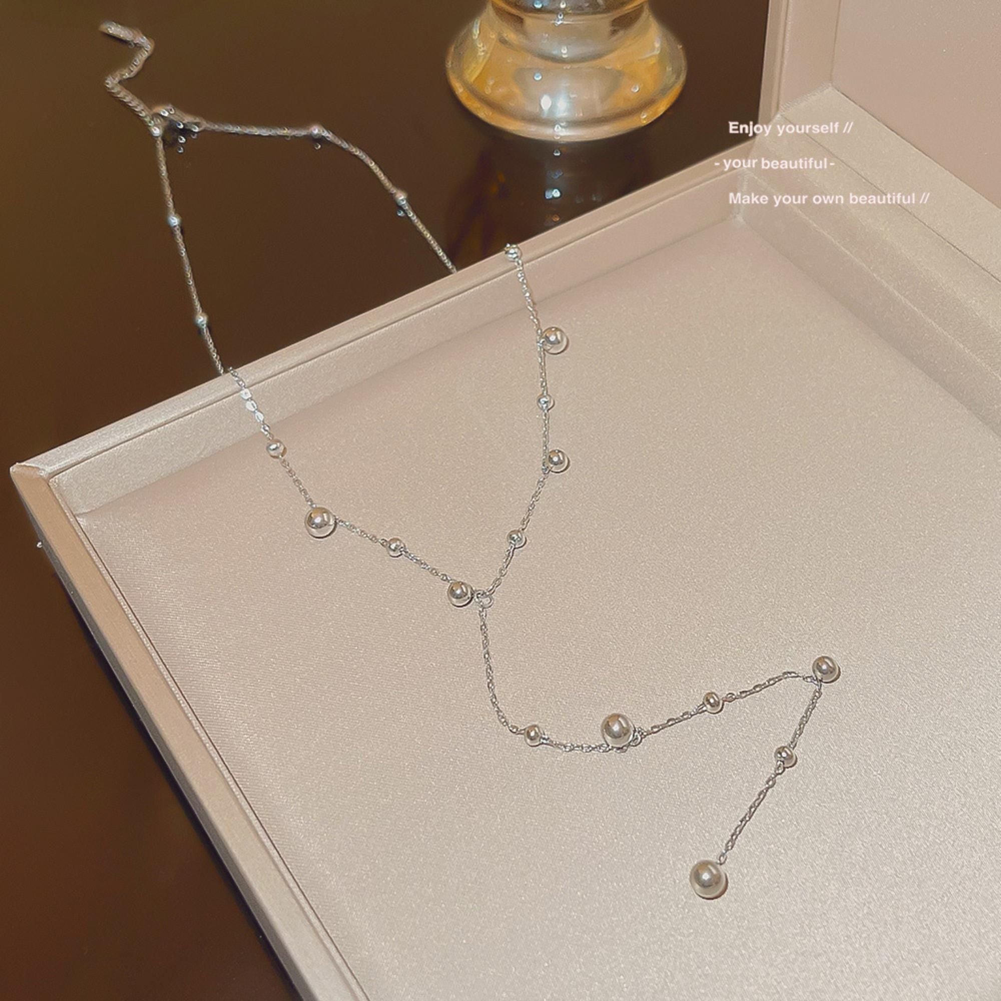 MYKI Flamboyant Hanging Beads Stainless Steel Necklace (MK785-SSYI)