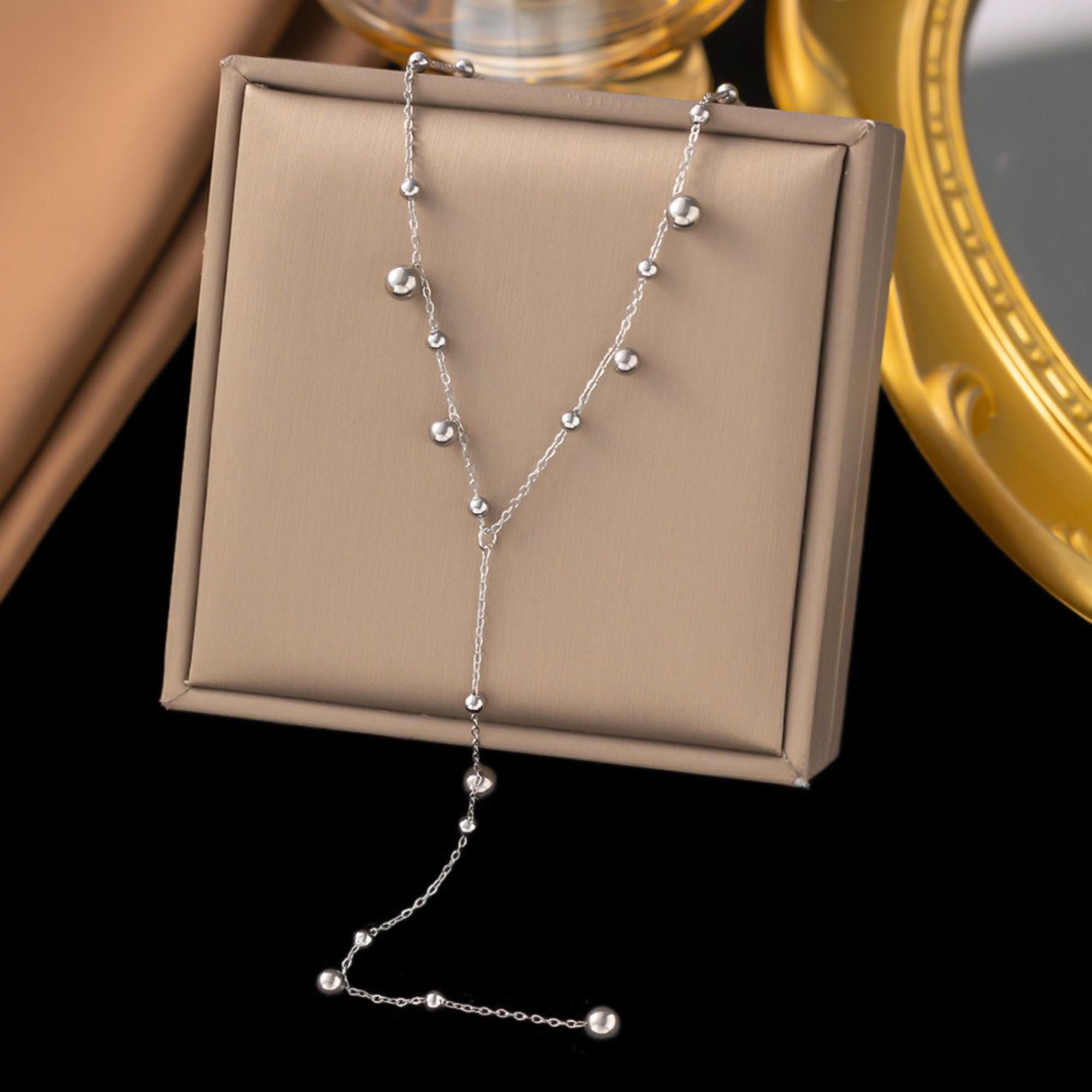 MYKI Flamboyant Hanging Beads Stainless Steel Necklace (MK785S-SSYI)