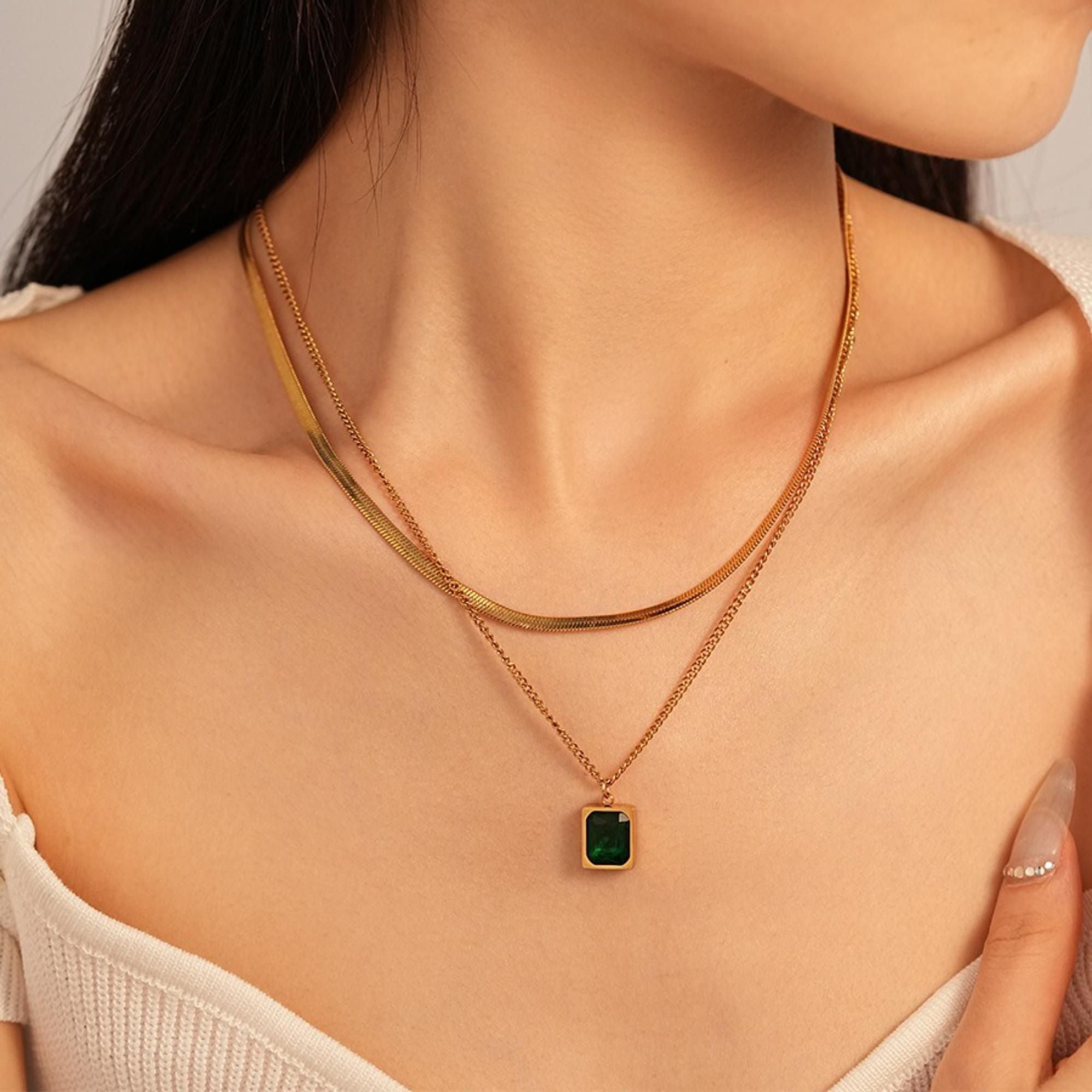 MYKI Esthetic Layered Stainless Steel Necklace (MK796G-SSYI)