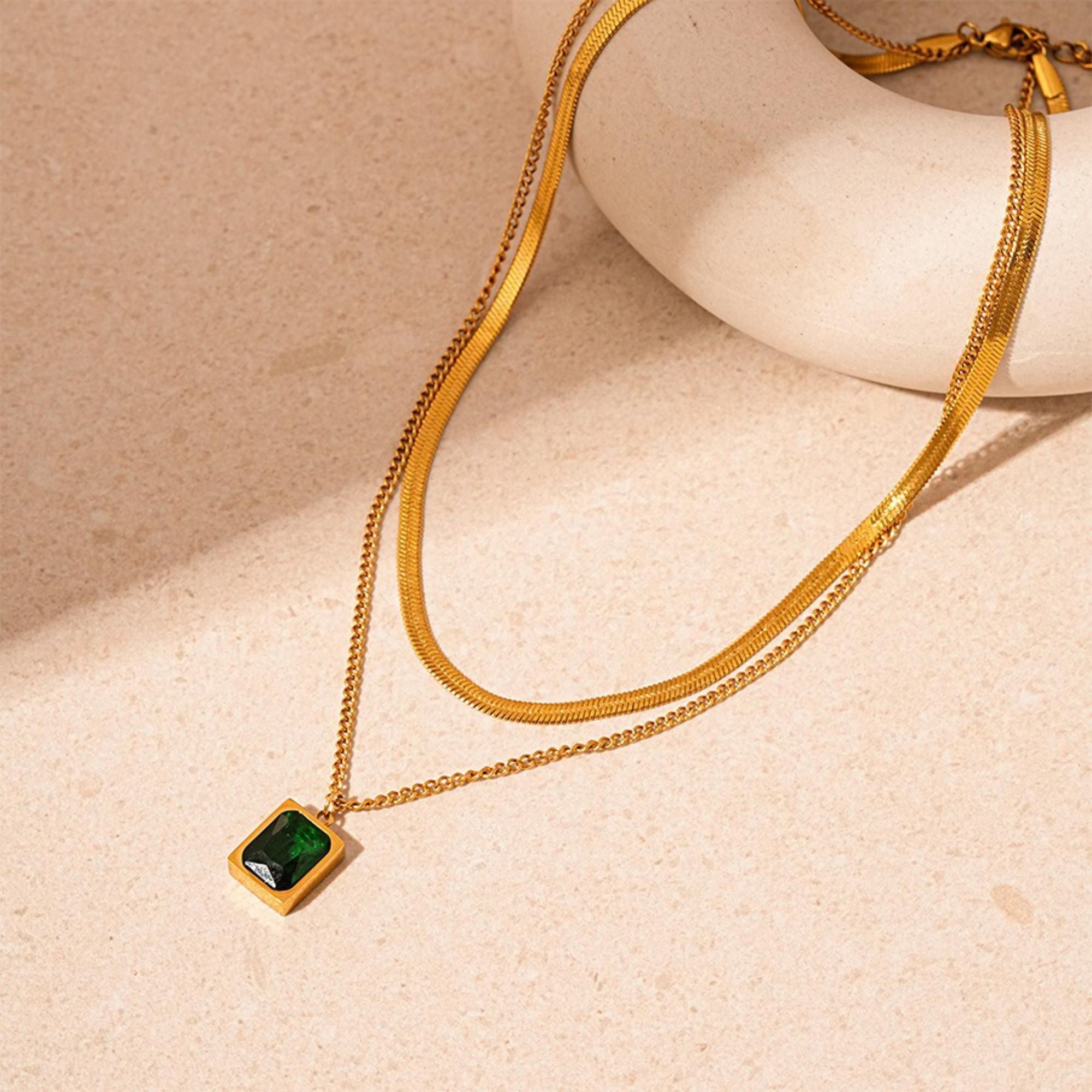 MYKI Esthetic Layered Stainless Steel Necklace (MK796G-SSYI)