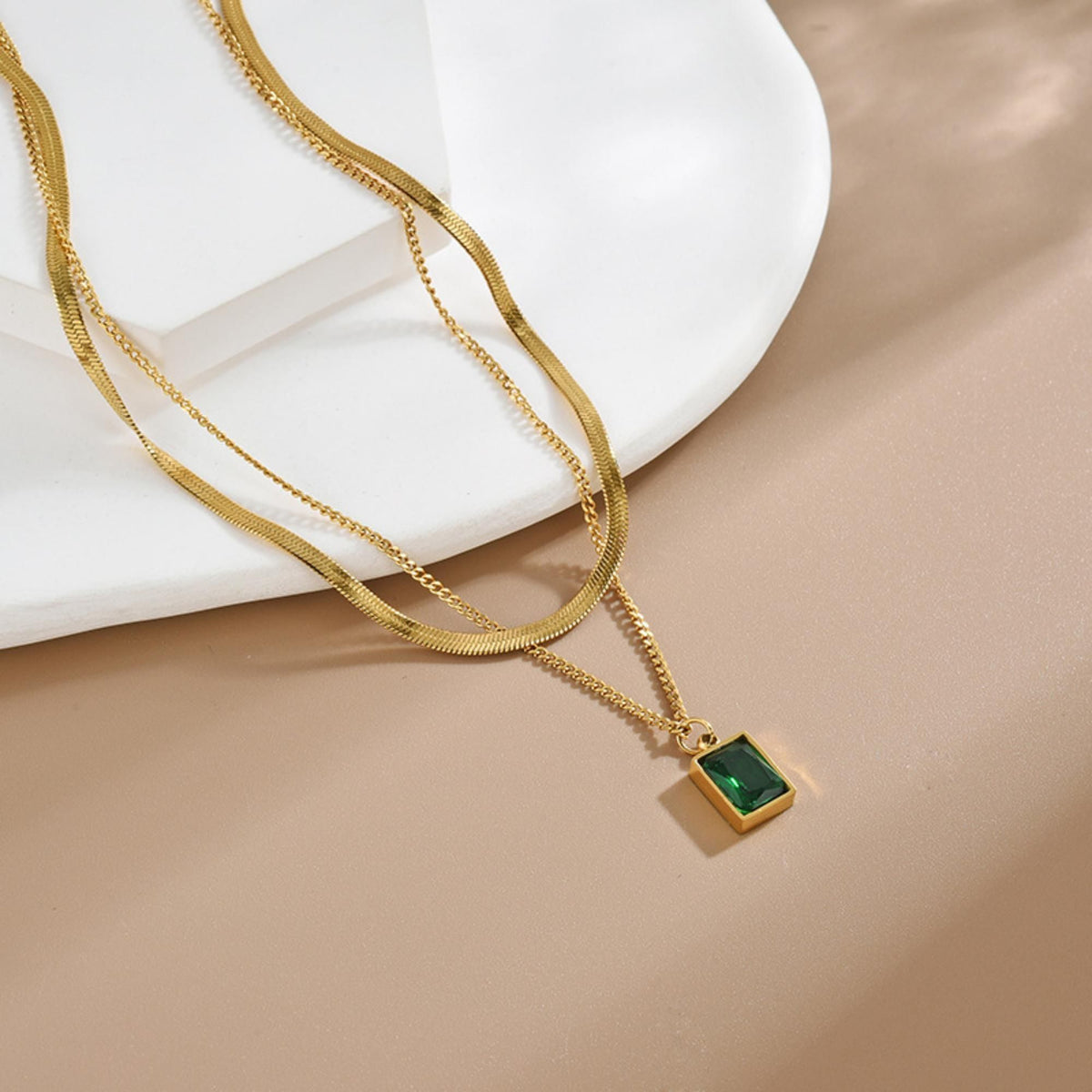 MYKI Esthetic Layered Stainless Steel Necklace (MK796G-SSYI)