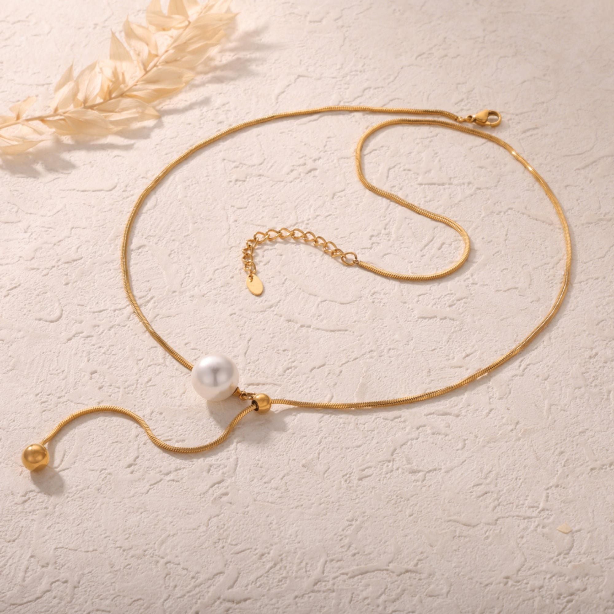 MYKI Fair Pearl & Bead Stainless Steel Necklace (MK801-SSYI)