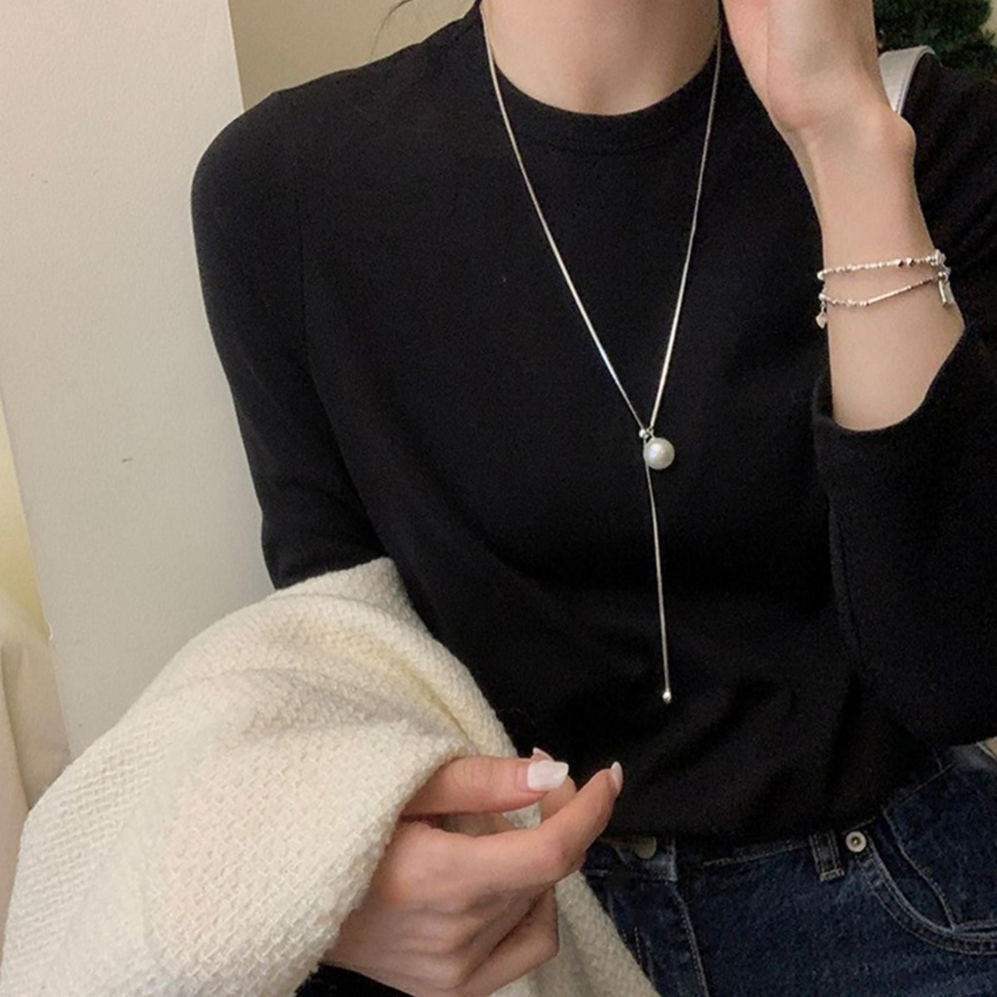 MYKI Fair Pearl & Bead Stainless Steel Necklace (MK801-SSYI)
