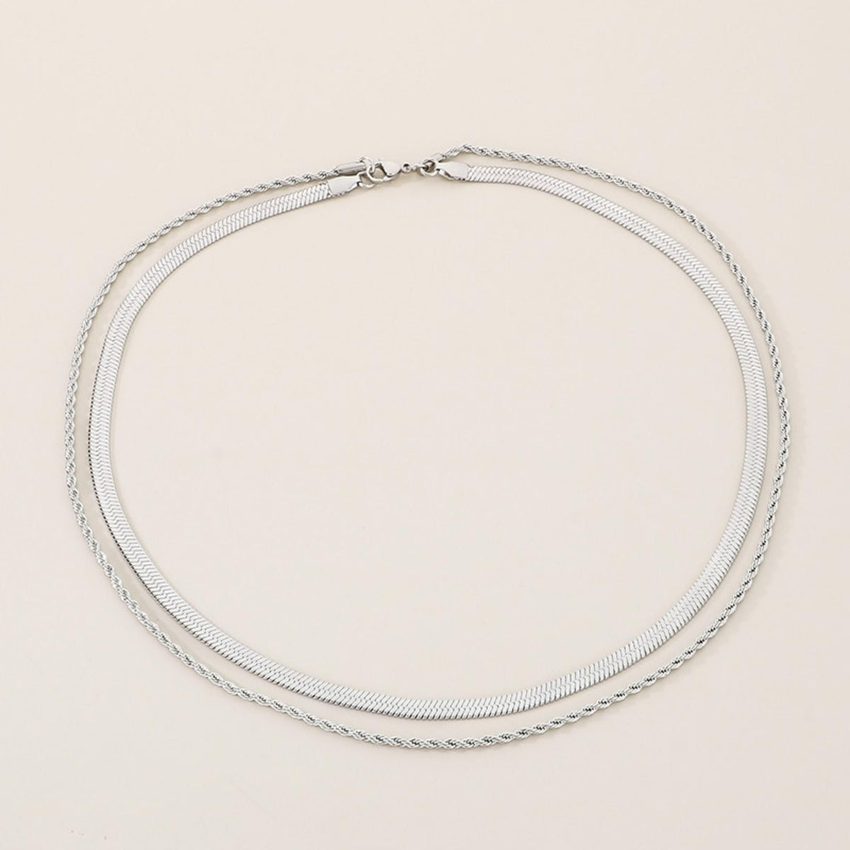 MYKI Anti-Tarnish Twist-Flat Multi-Layer Necklace (MK808-SSYI)