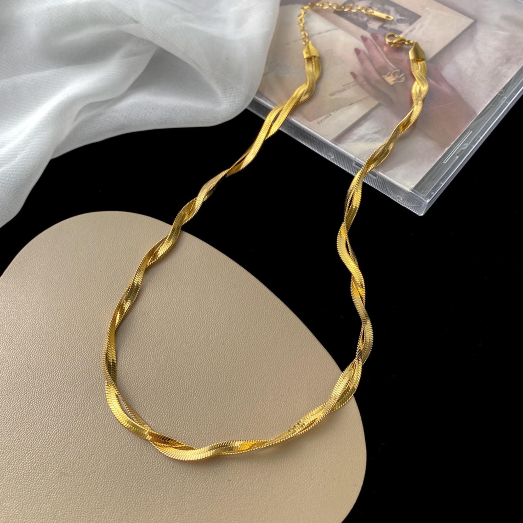 MYKI Twisted Flat Chain Necklace (MK852-SSYI)