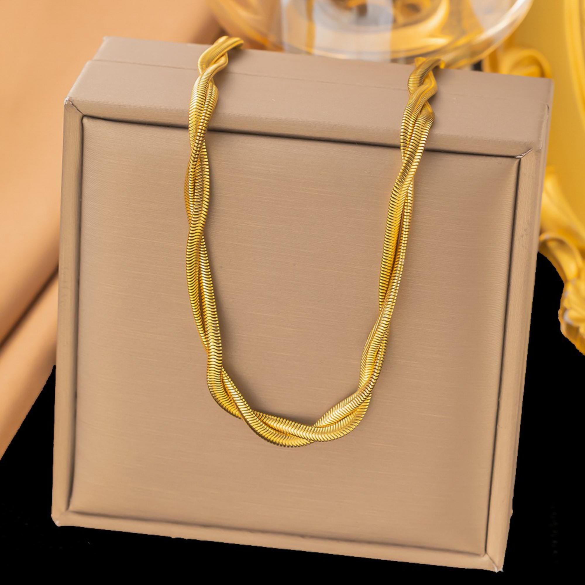 MYKI Twisted Flat Chain Necklace (MK852-SSYI)