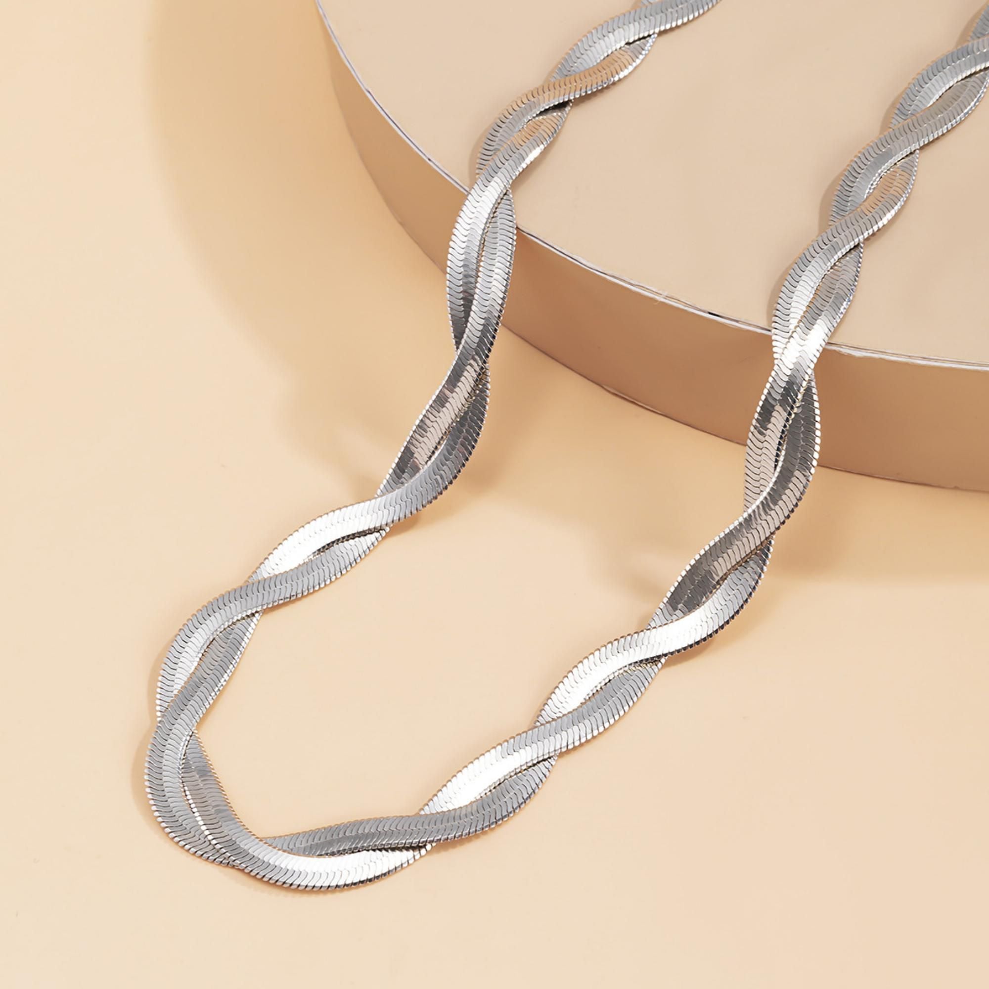 MYKI Twisted Flat Chain Necklace (MK852-SSYI)