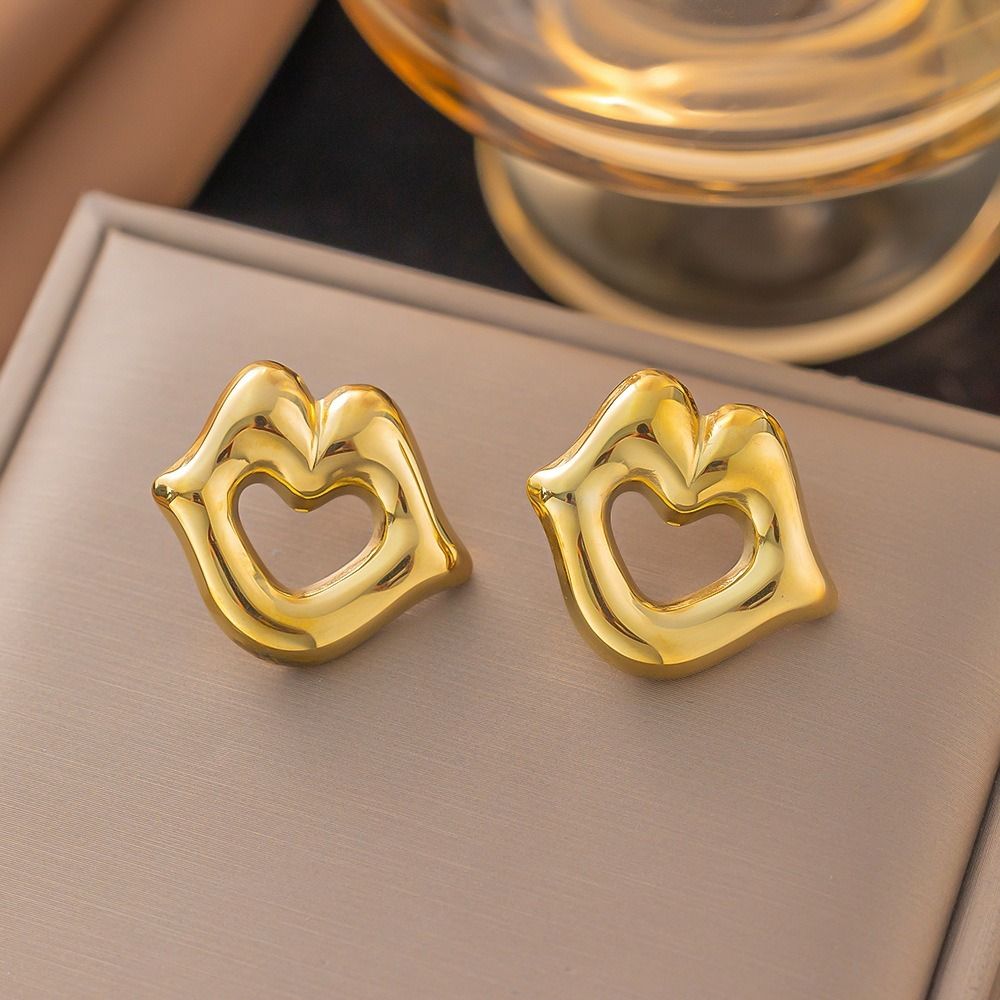 MYKI Gold Plated Anti Tarnish Open Heart Stud Earrings | MYKI (MKERCH1001G-SSYI)