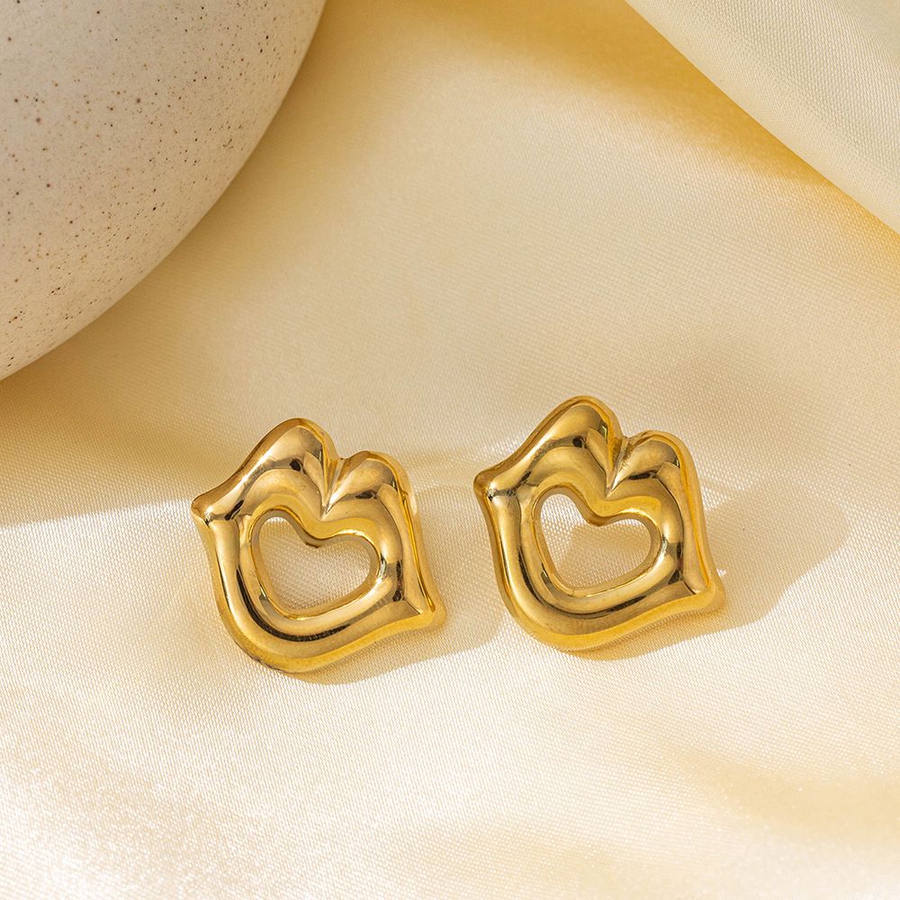 MYKI Gold Plated Anti Tarnish Open Heart Stud Earrings | MYKI (MKERCH1001G-SSYI)