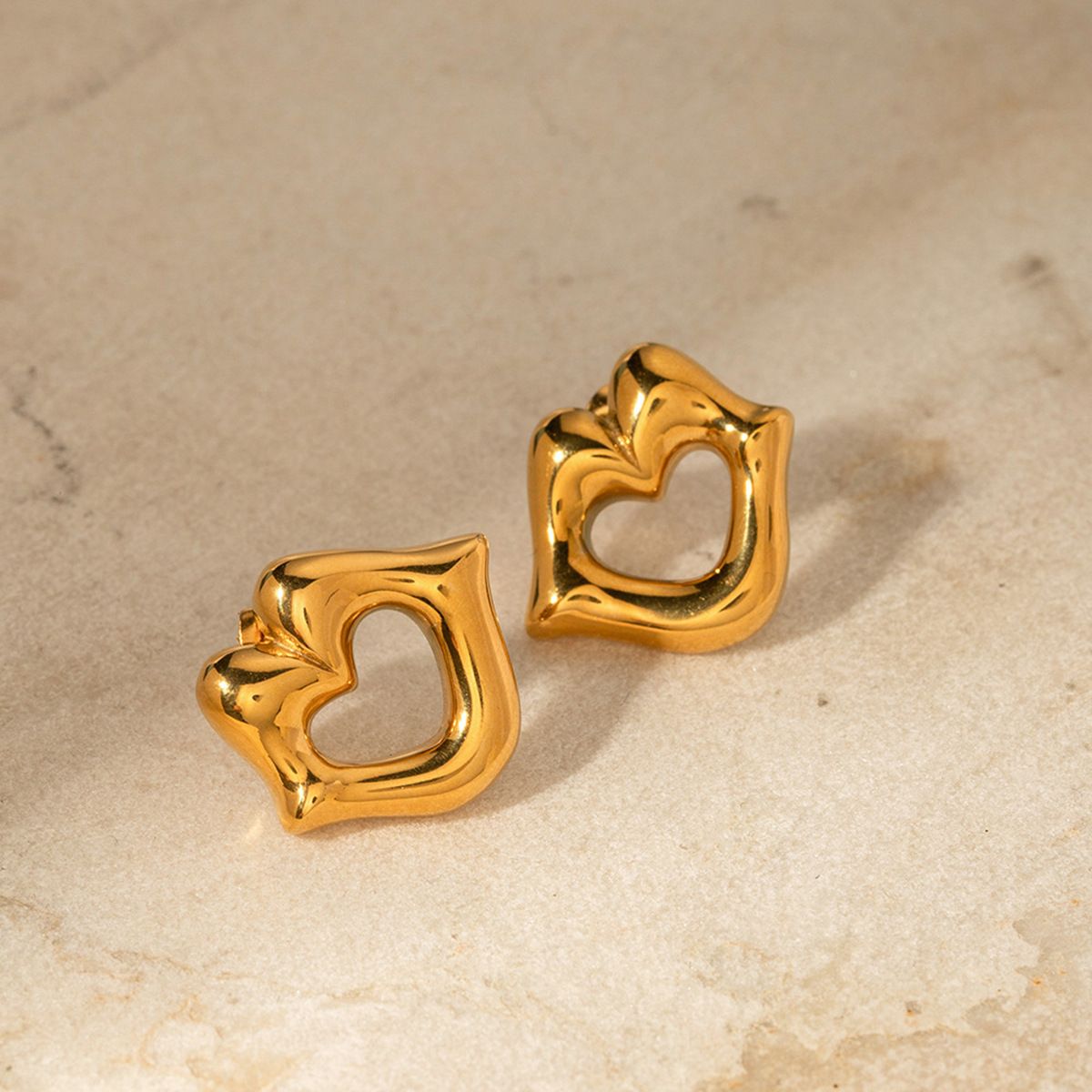 MYKI Gold Plated Anti Tarnish Open Heart Stud Earrings | MYKI (MKERCH1001G-SSYI)