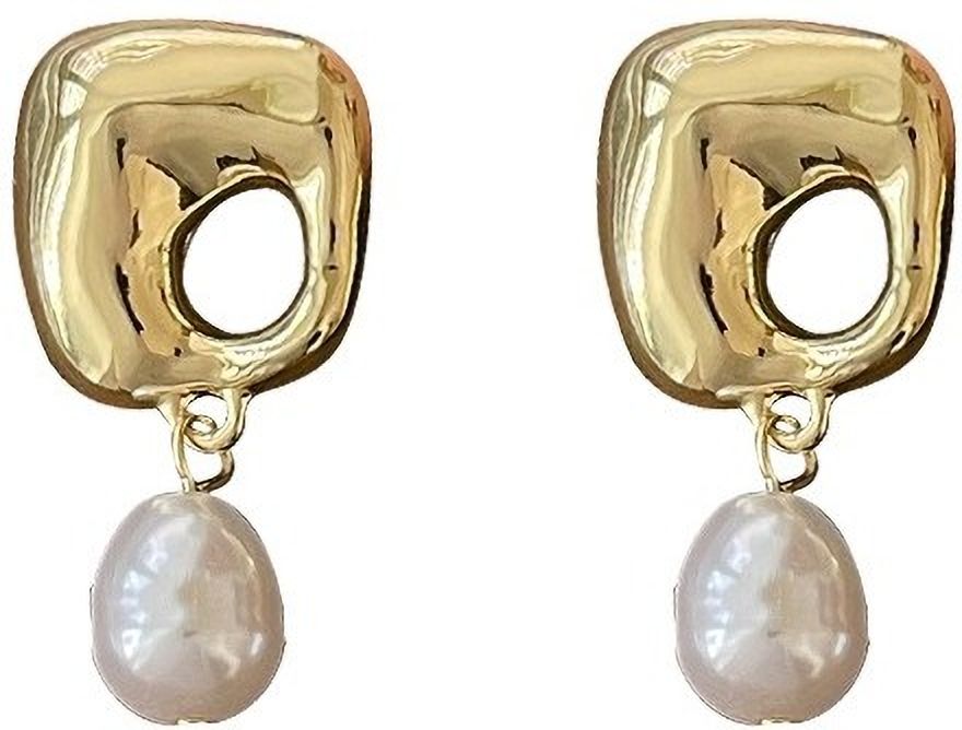 MYKI Gold Plated Pearl Drop Anti Tarnish Stud Earrings | MYKI (MKERCH1003G-SSYI)