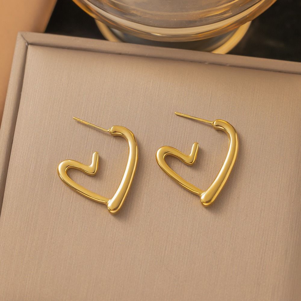 MYKI Gold Plated Anti Tarnish Abstract Heart Hoop Earrings | MYKI (MKERCH1004G-SSYI)