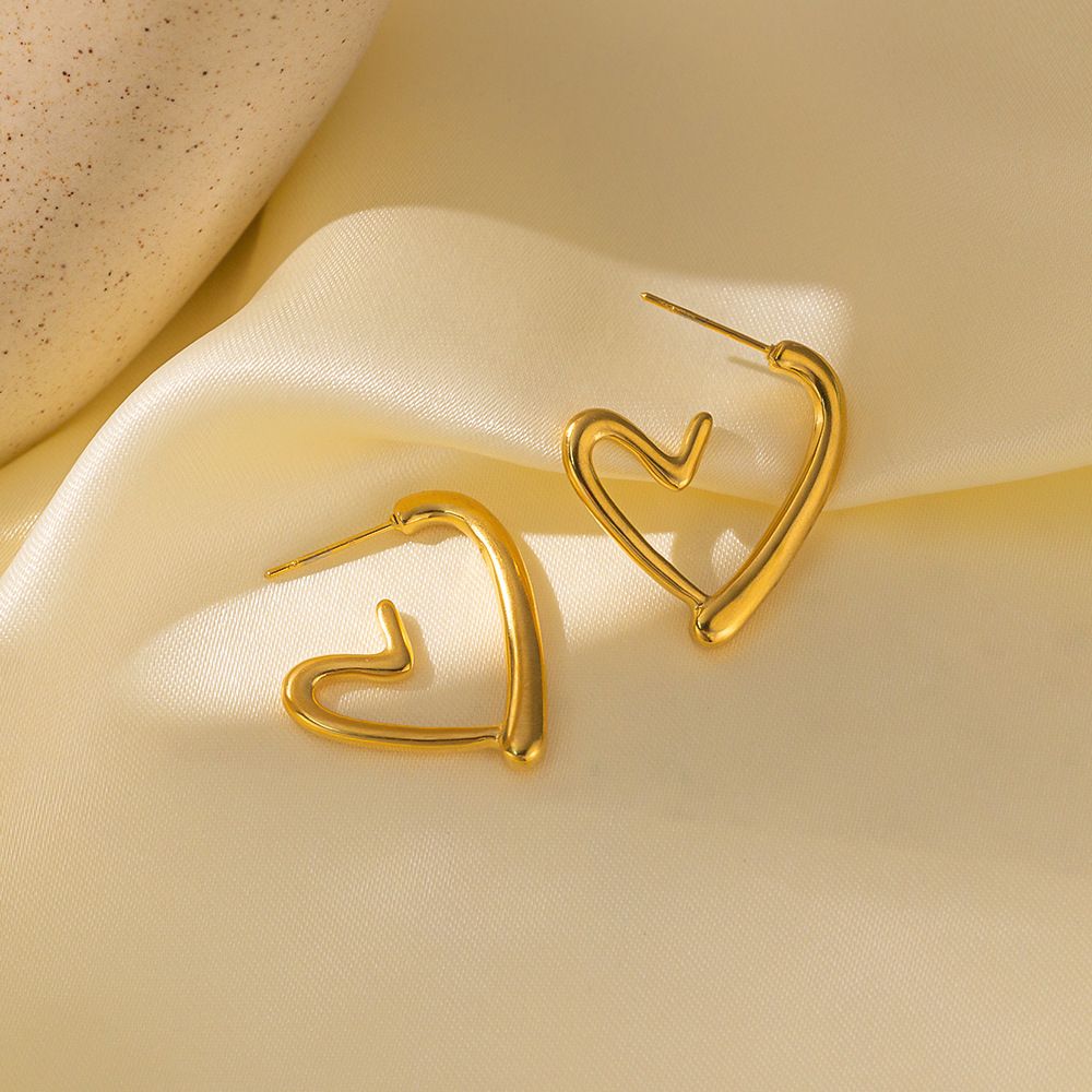 MYKI Anti Tarnish Abstract Heart Hoop Earrings | MYKI (MKERCH1004-SSYI)