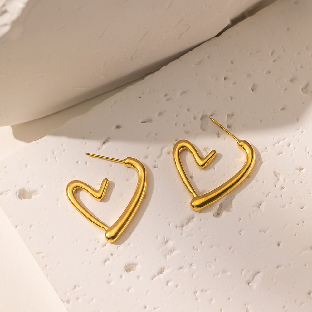 MYKI Anti Tarnish Abstract Heart Hoop Earrings | MYKI (MKERCH1004-SSYI)