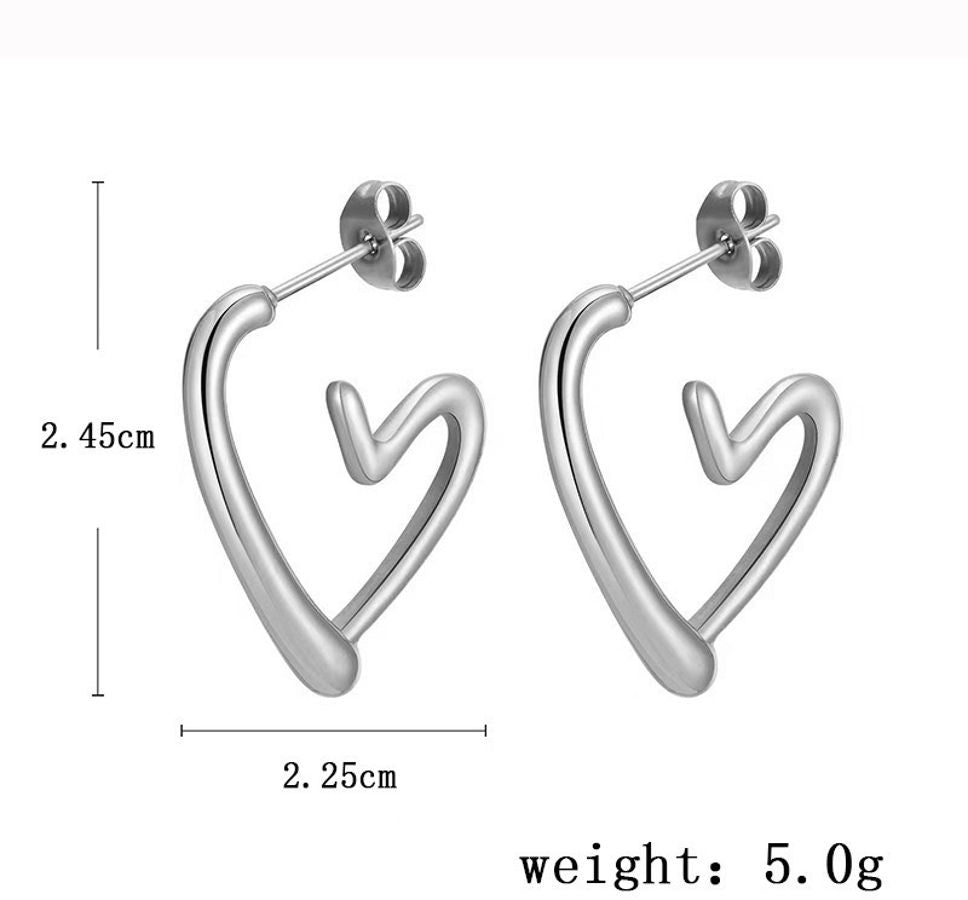 MYKI Anti Tarnish Abstract Heart Hoop Earrings | MYKI (MKERCH1004-SSYI)