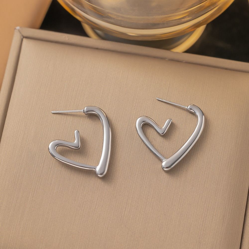 MYKI Silver Anti Tarnish Abstract Heart Hoop Earrings | MYKI (MKERCH1004S-SSYI)