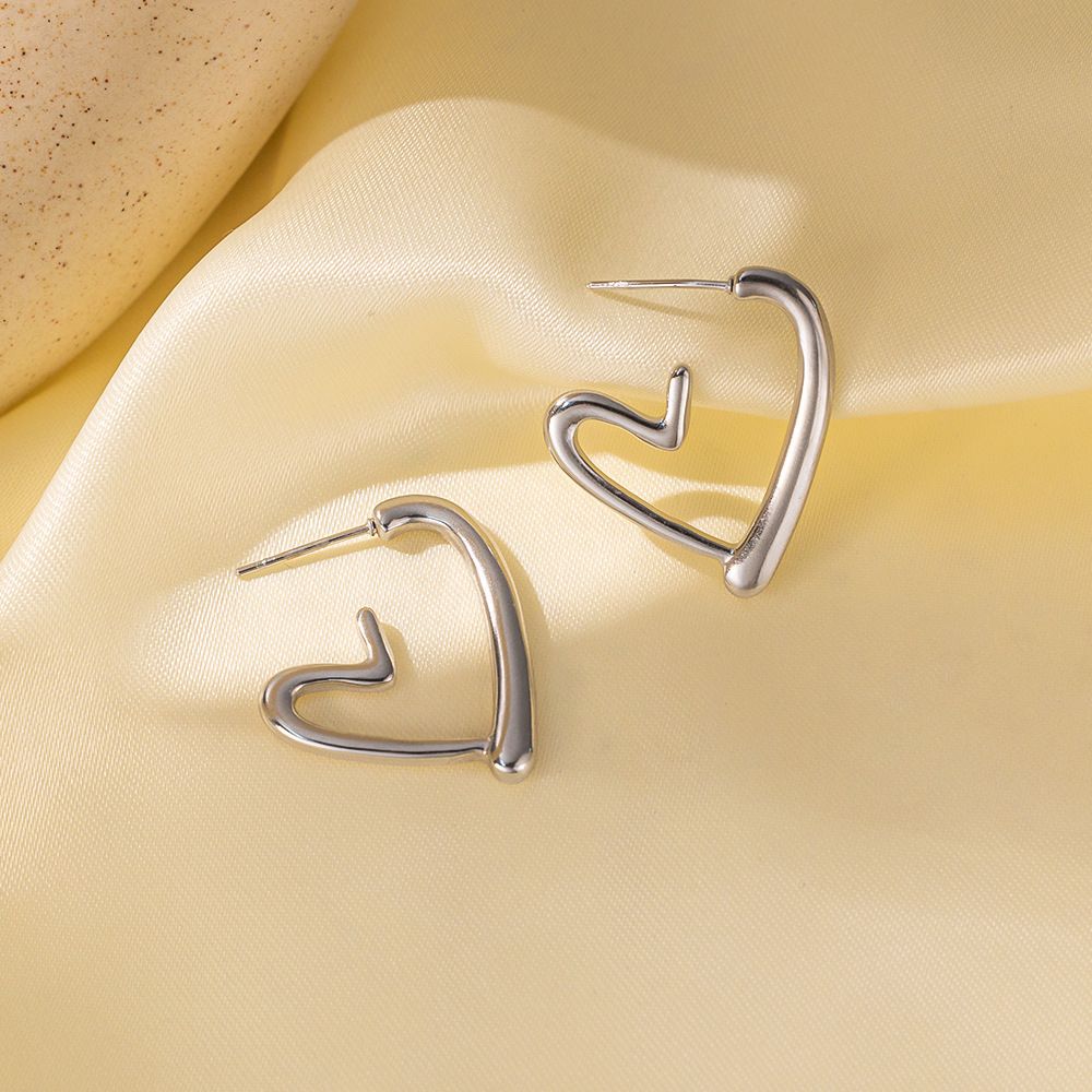 MYKI Anti Tarnish Abstract Heart Hoop Earrings | MYKI (MKERCH1004-SSYI)