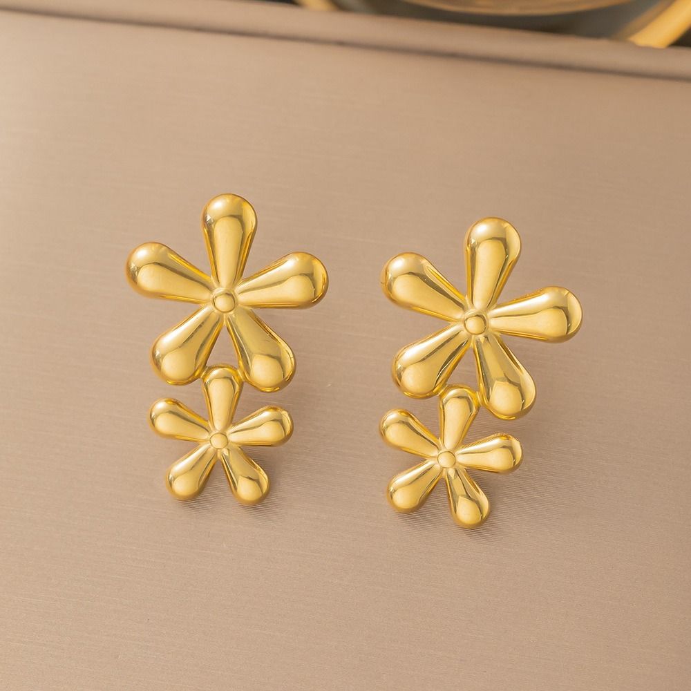 MYKI Gold Plated Double Flower Anti Tarnish Earrings | MYKI (MKERCH1006G-SSYI)