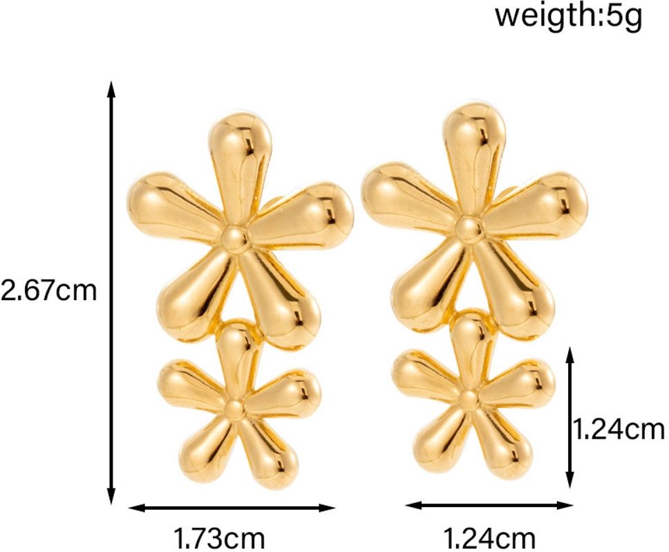MYKI Gold Plated Double Flower Anti Tarnish Earrings | MYKI (MKERCH1006G-SSYI)