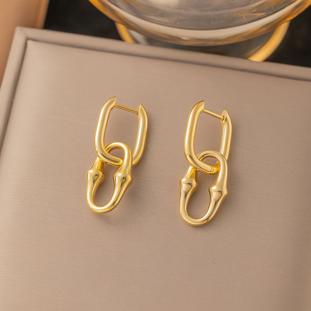 MYKI Gold Plated Chain Link Anti Tarnish Earrings | MYKI (MKERCH1008G-SSYI)