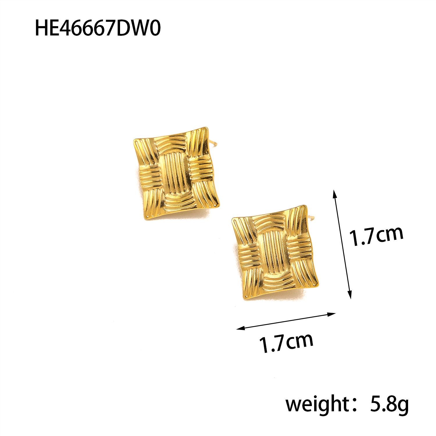 MYKI Gold Plated Textured Square Anti Tarnish Earrings | MYKI (MKERCH1009G-SSYI)