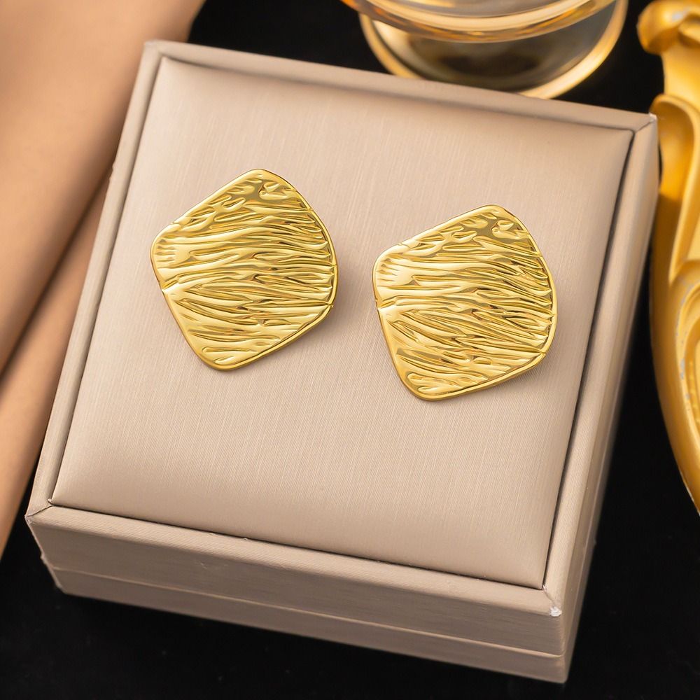 MYKI Gold Plated Textured Petal Anti Tarnish Earrings | MYKI (MKERCH1010G-SSYI)