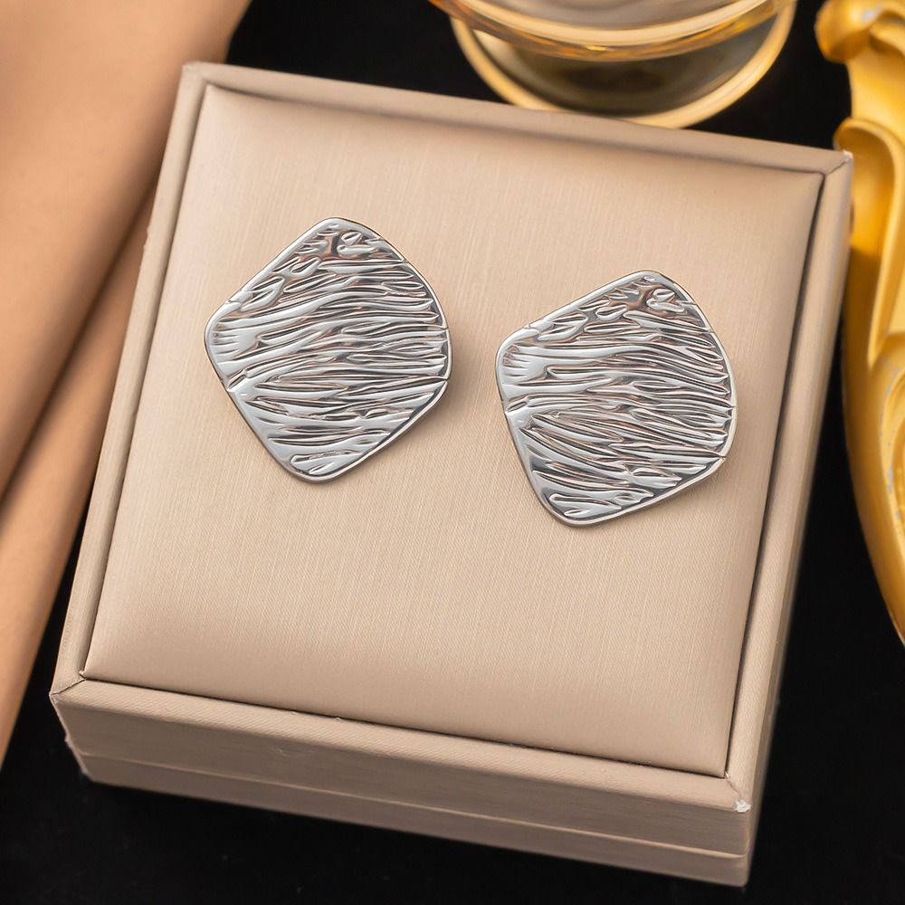 MYKI Silver Plated Textured Petal Anti Tarnish Earrings | MYKI (MKERCH1010S-SSYI)