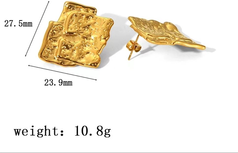 MYKI Gold Plated Sculpted Texture Anti Tarnish Earrings | MYKI (MKERCH1011G-SSYI)