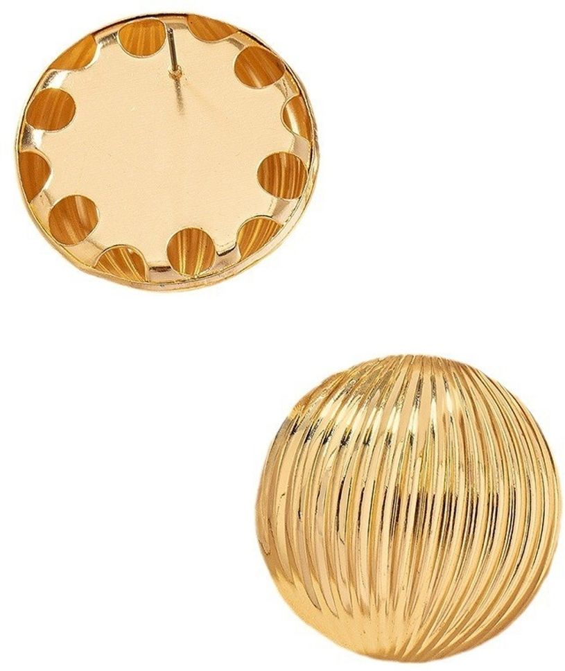 MYKI Gold Plated Round Dome Anti Tarnish Earrings | MYKI (MKERCH1012G-SSYI)