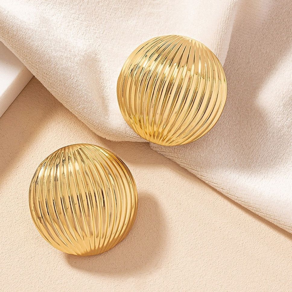MYKI Gold Plated Round Dome Anti Tarnish Earrings | MYKI (MKERCH1012G-SSYI)