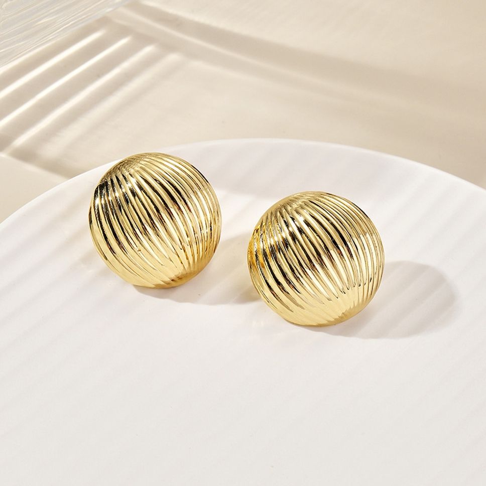MYKI Gold Plated Round Dome Anti Tarnish Earrings | MYKI (MKERCH1012G-SSYI)