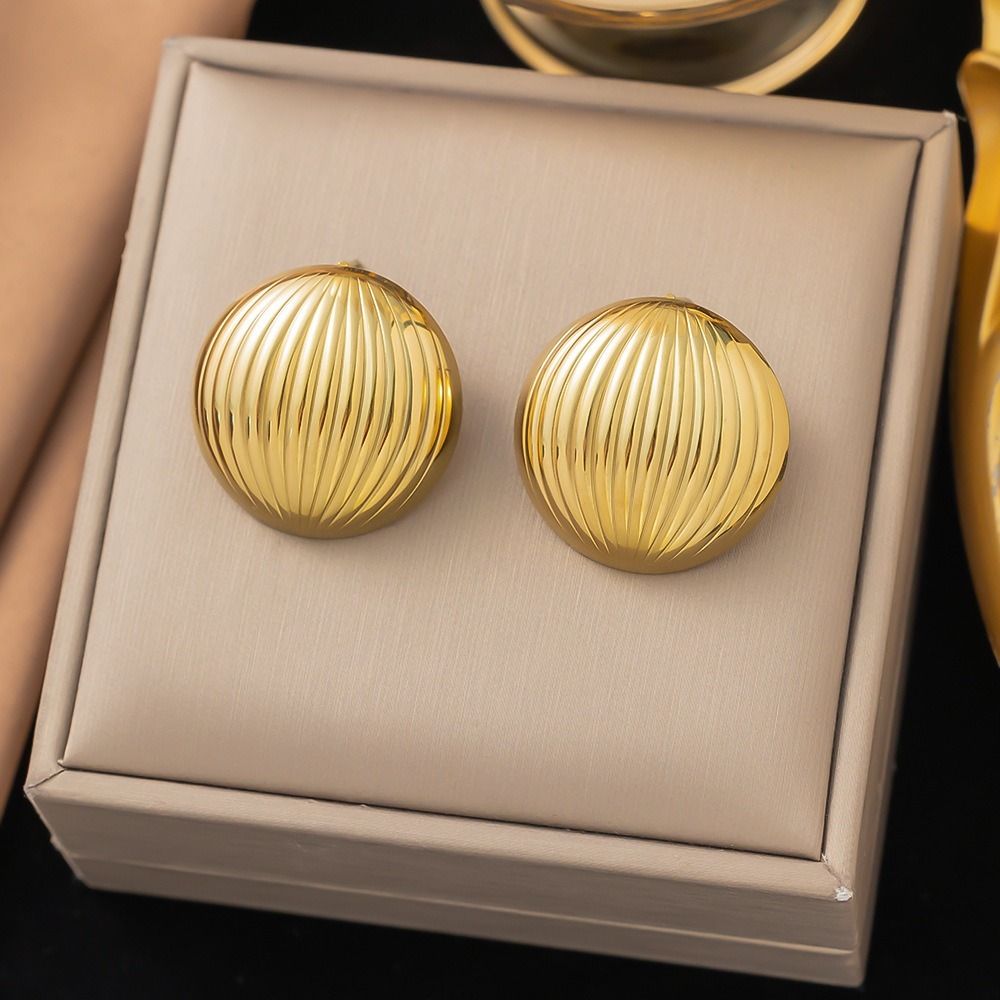 MYKI Gold Plated Round Dome Anti Tarnish Earrings | MYKI (MKERCH1012G-SSYI)