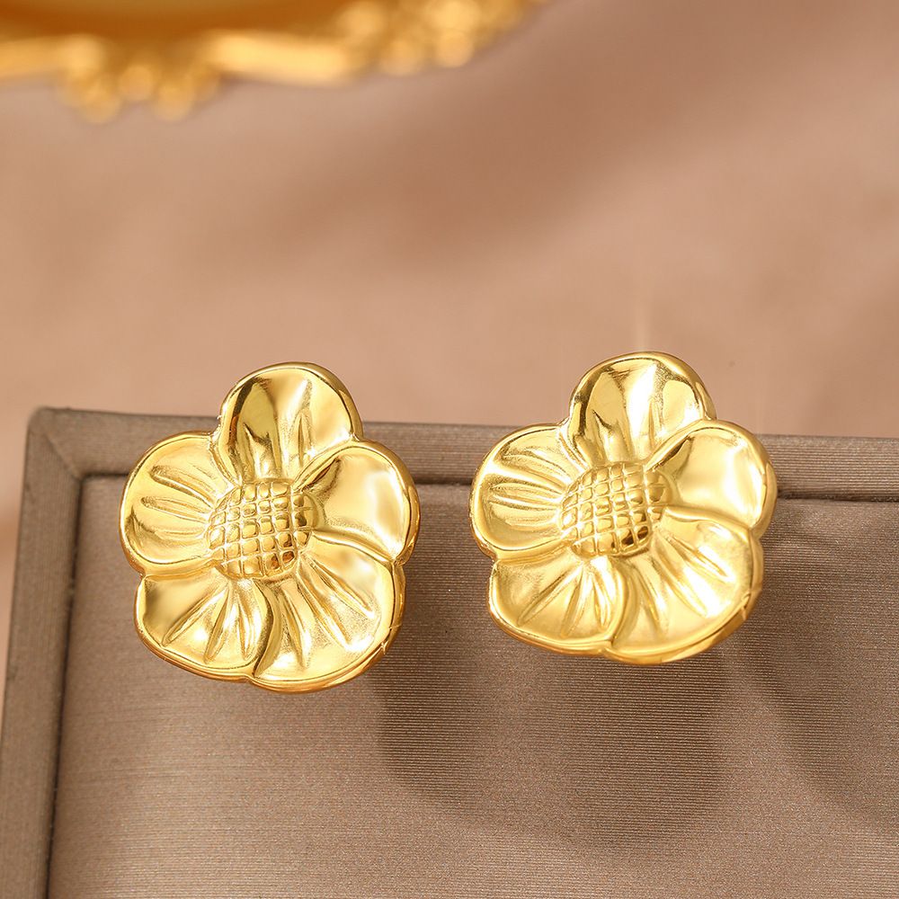 MYKI Gold Plated Floral Stud Anti Tarnish Earrings | MYKI (MKERCH1013G-SSYI)