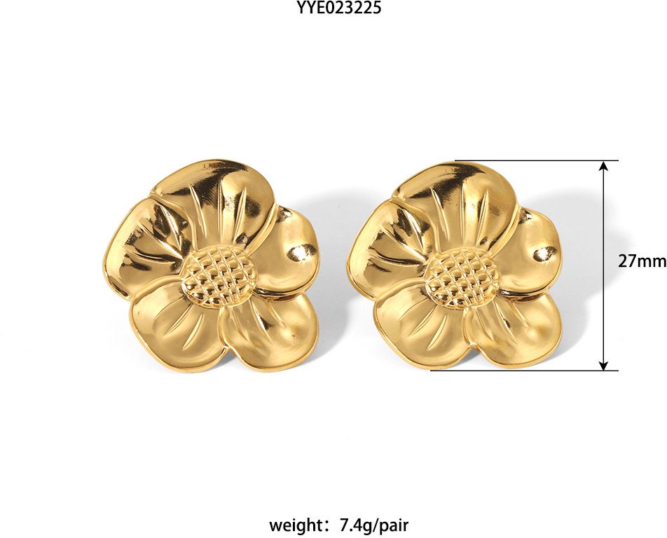 MYKI Gold Plated Floral Stud Anti Tarnish Earrings | MYKI (MKERCH1013G-SSYI)