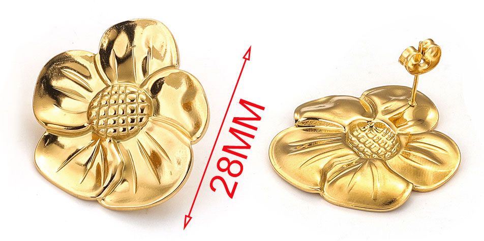 MYKI Gold Plated Floral Stud Anti Tarnish Earrings | MYKI (MKERCH1013G-SSYI)