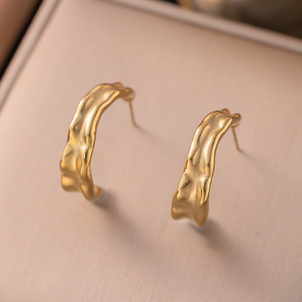 MYKI Gold Plated Anti Tarnish Ripple Hoop Earrings | MYKI (MKERCH1014G-SSYI)