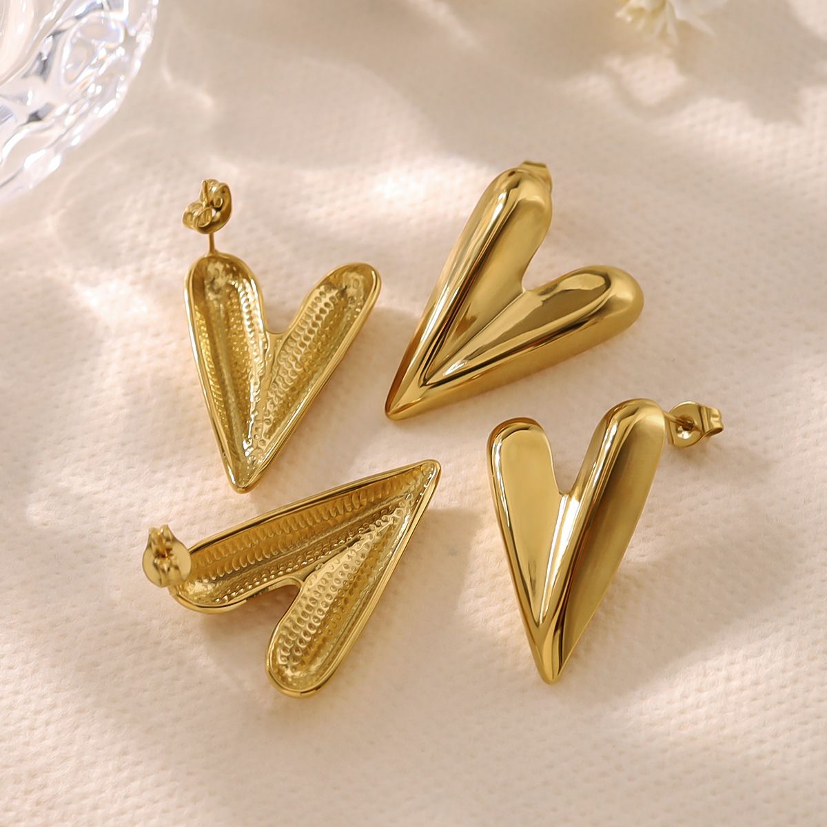 MYKI Gold Plated Anti Tarnish Heart Stud Earrings | MYKI (MKERCH1015G-SSYI)