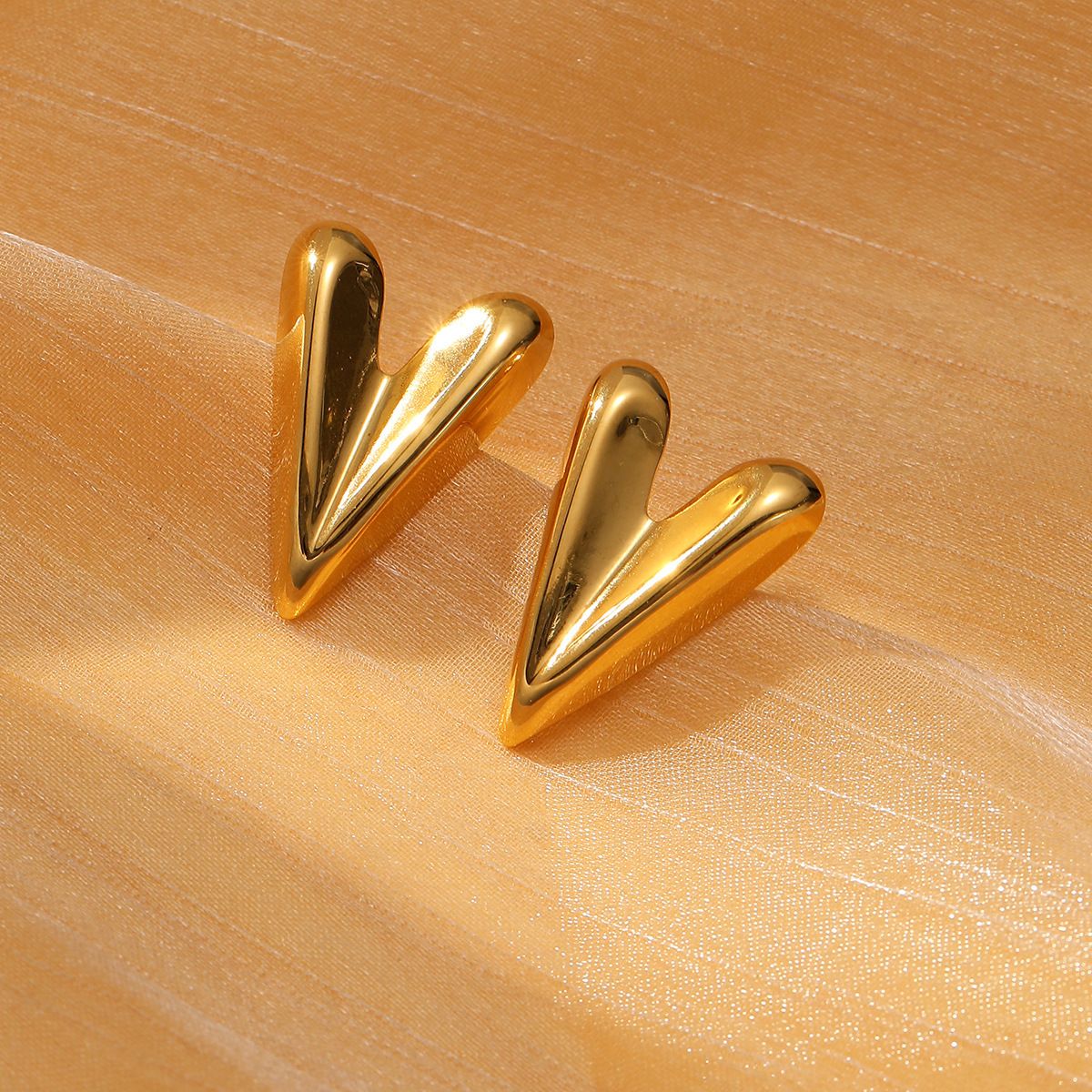 MYKI Gold Plated Anti Tarnish Heart Stud Earrings | MYKI (MKERCH1015G-SSYI)